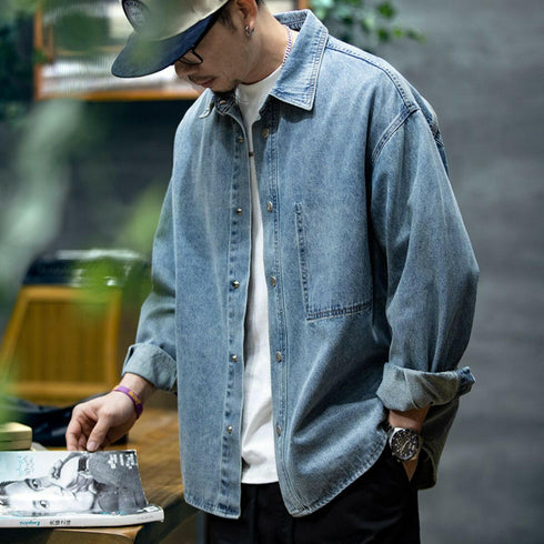 Long-sleeved Denim Shirt Men's P0762