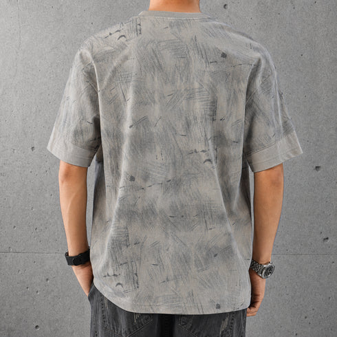 【OUTLET/即納】テクスチャーボーダー丸首Tシャツ P2155