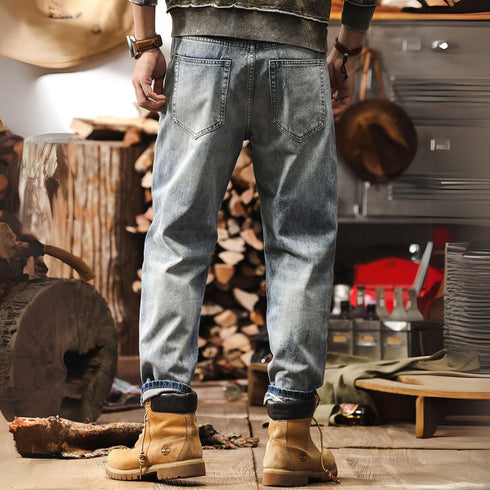 Washed Straight Jeans P1256