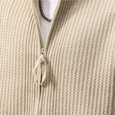 【OUTLET/即納】リラックスジップアップリブニット P1835