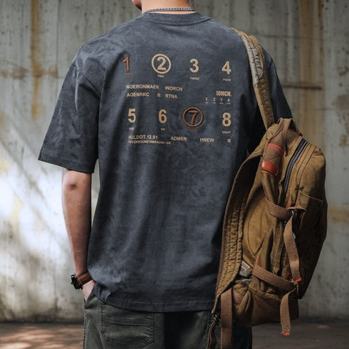 Number Art Back Print T-Shirt P0890