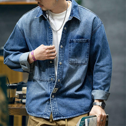 【OUTLET/即納】クラシックブルーデニムシャツ P0761