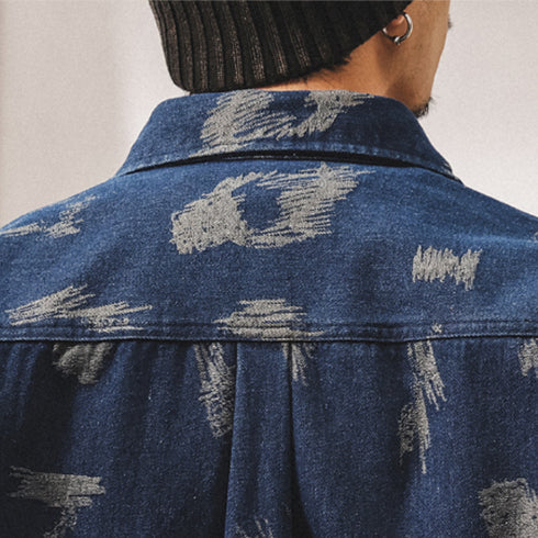 Vintage Brush Pattern Long Sleeve Shirt P1843