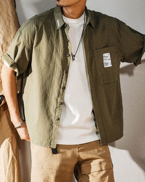 Textured Stripe Short Sleeve Shirt P0090