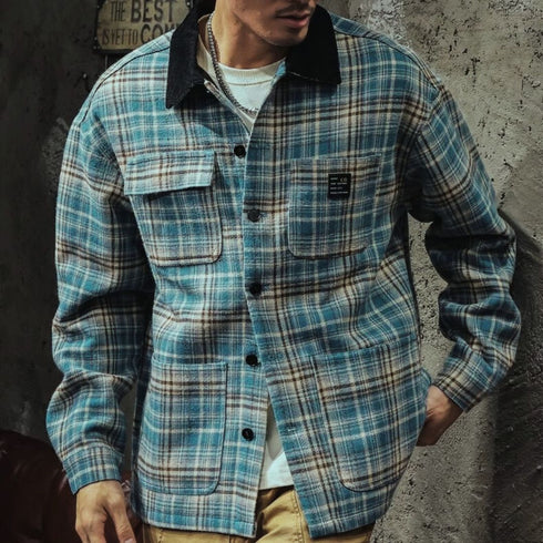 Checkered Loose Retro Shirt Jacket P1071