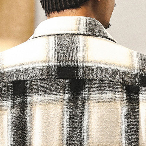 Monotone Block Pattern Long Sleeve Shirt P1675