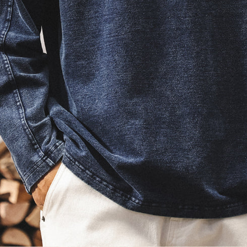 Vintage Denim Henley Neck Shirt P1844