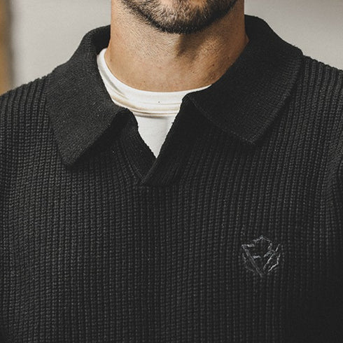 Classic Design Cotton Polo Knit Sweater P1656