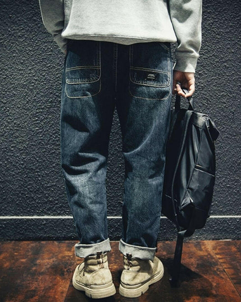 【OUTLET/即納】Loose Straight Double Knee Jeans P0752
