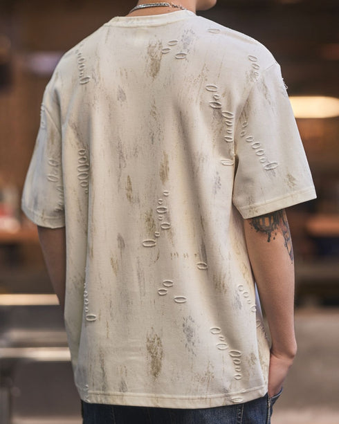 Abstract Bleach Damage Short Sleeve T-Shirt P1382