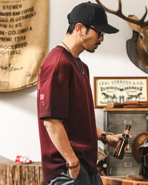 Numbering Back Print Graphic T-Shirt P1329