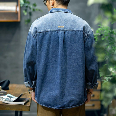 【OUTLET/即納】クラシックブルーデニムシャツ P0761