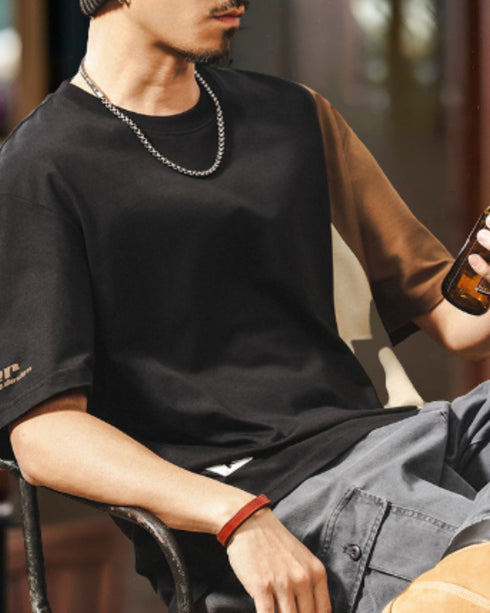 Graphical Cut Simple Line Short Sleeve T-Shirt P1352