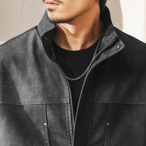 Vintage Like Shape Zip Blouson P1859