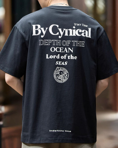 Back Letter Graphic Accent Short Sleeve T-Shirt P1355