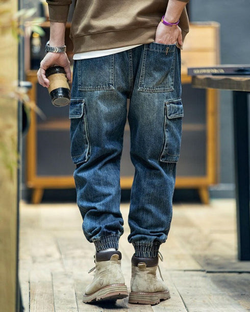 Vintage Wash Cargo Jeans P0411