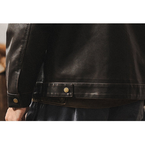 Faux Leather Short Work Jacket P1909