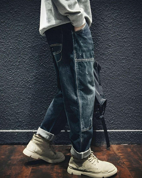 【OUTLET/即納】Loose Straight Double Knee Jeans P0752