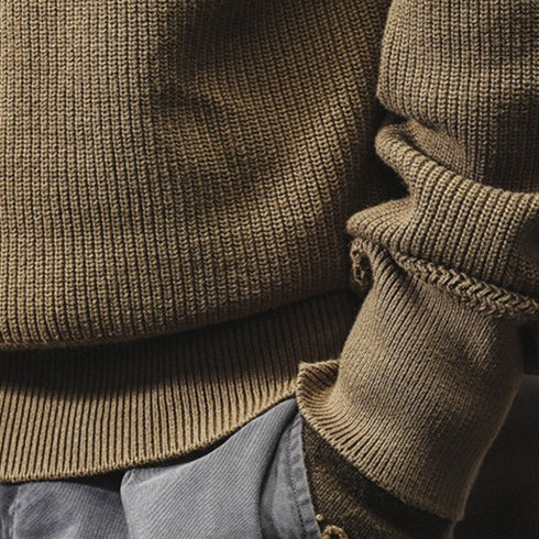 Henley Neck Rib Knit Sweater P1694