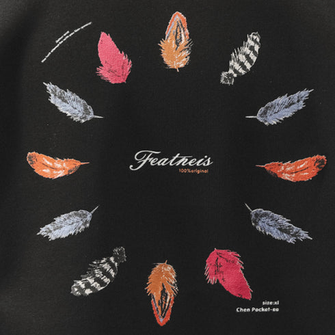 Colorful Feather Circle Back Print Sweatshirt P1837