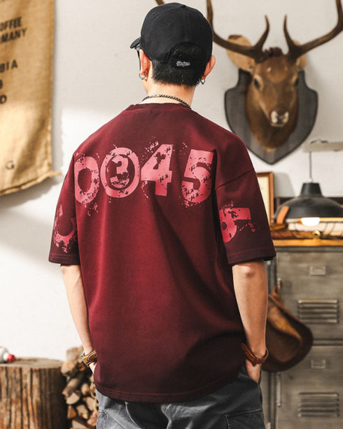 Numbering Back Print Graphic T-Shirt P1329