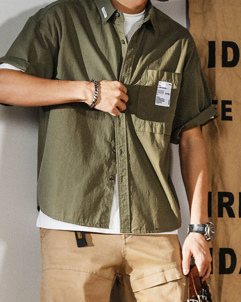 Textured Stripe Short Sleeve Shirt P0090