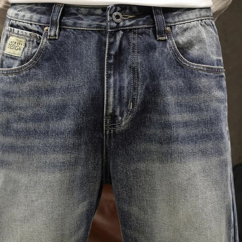 Washed Jeans Straight Pants P1113