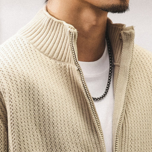 Relaxed Zip-Up Rib Knit P1835