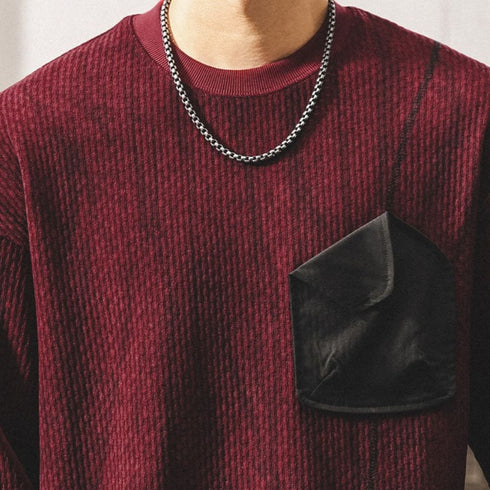 Waffle Texture Utility Pocket Sweater P1860