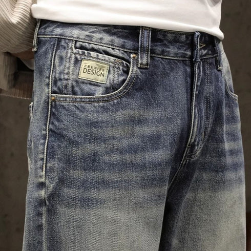Washed Jeans Straight Pants P1113