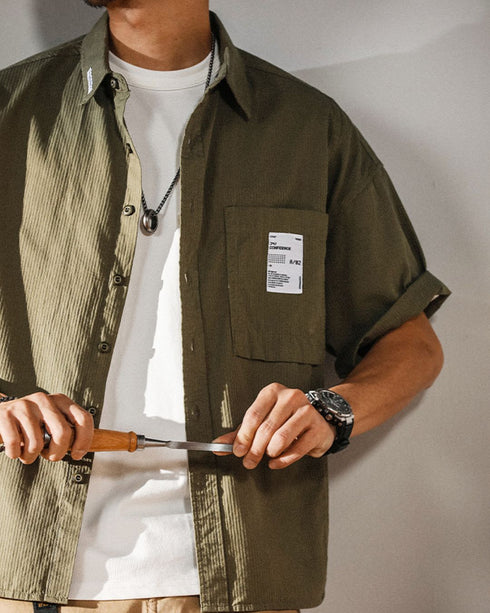 Textured Stripe Short Sleeve Shirt P0090