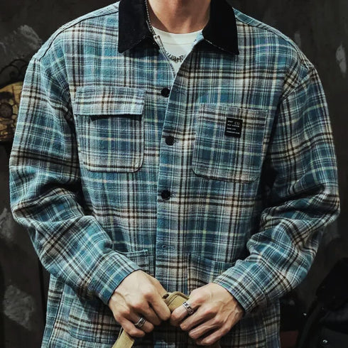 Checkered Loose Retro Shirt Jacket P1071