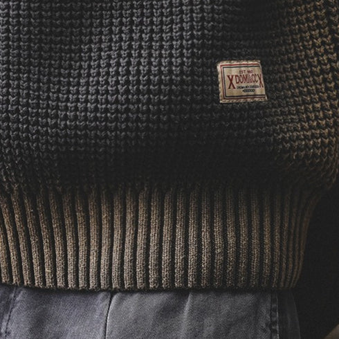 Waffle Texture Crew Neck Knit Sweater P1648