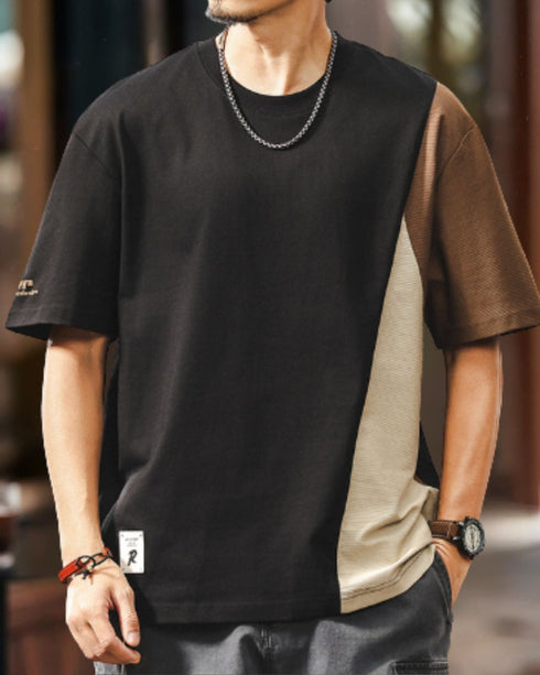 Graphical Cut Simple Line Short Sleeve T-Shirt P1352