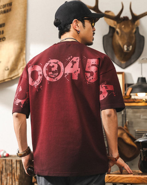 Numbering Back Print Graphic T-Shirt P1329
