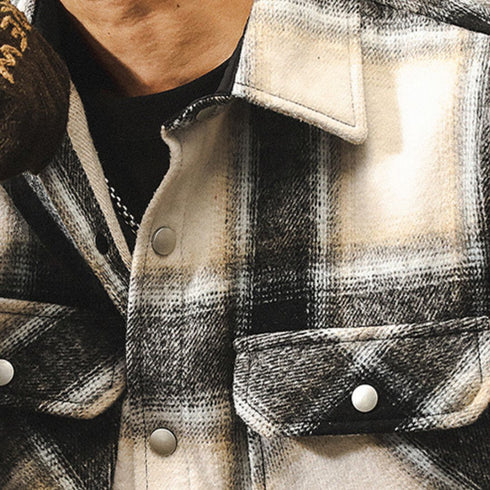 Monotone Block Pattern Long Sleeve Shirt P1675