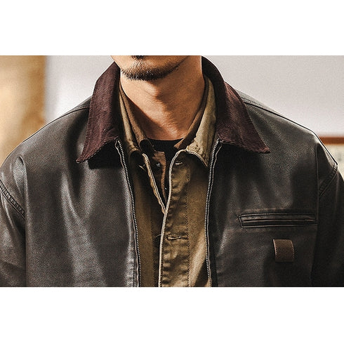 Faux Leather Short Work Jacket P1909