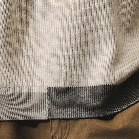 Rib Texture Crew Neck Knit Sweater P1649