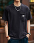 Letter Patch Pocket Logo Embroidery Short Sleeve T-Shirt P1365