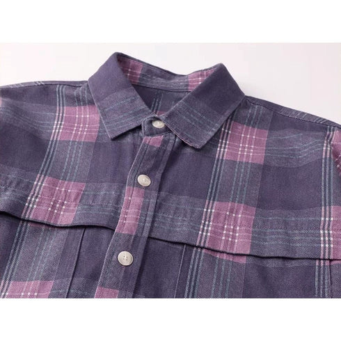 【OUTLET/即納】ダスティパープルチェック長袖シャツ P1964