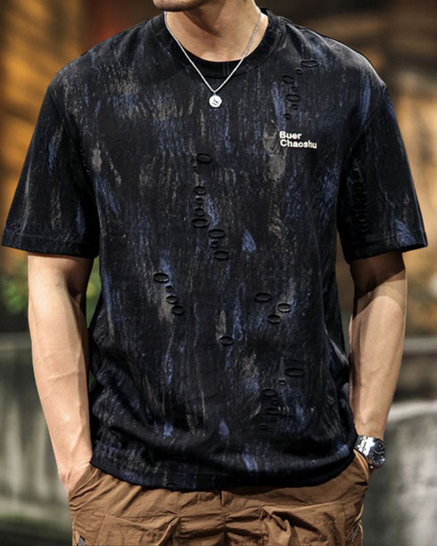 Abstract Bleach Damage Short Sleeve T-Shirt P1382