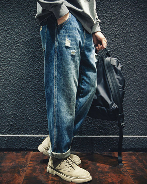 【OUTLET/即納】リップドストレートジーンズ P0019
