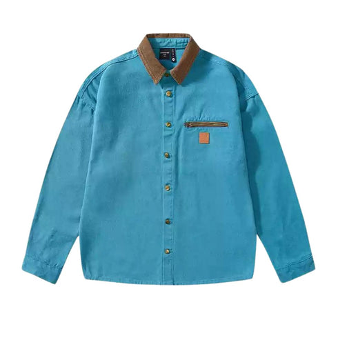 Contrast Lapel Long Sleeve Shirt P1052