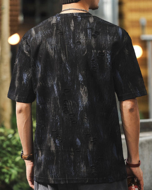 Abstract Bleach Damage Short Sleeve T-Shirt P1382