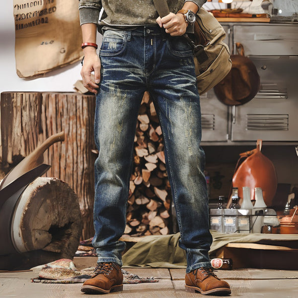 Straight Old Wash Casual Jeans P1213