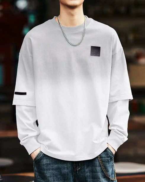 Double Layered Casual Logo Long Sleeve T-Shirt P1343