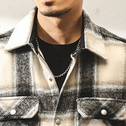 Monotone Block Pattern Long Sleeve Shirt P1675