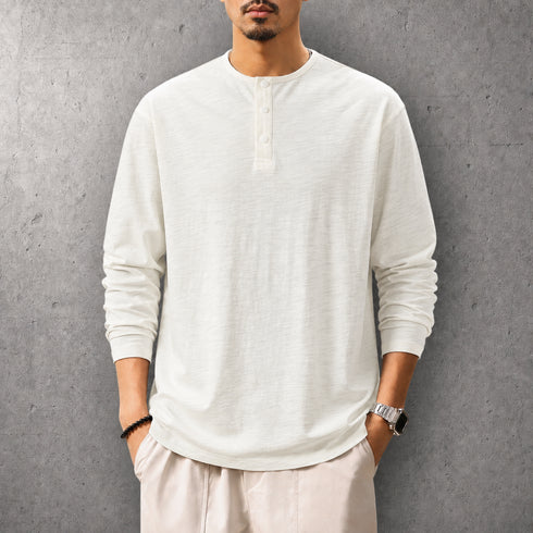 ヘンリーネックオーバーサイズ長袖Tシャツ P2213