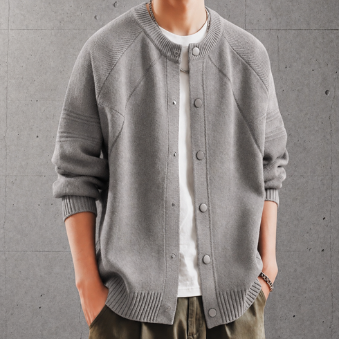 【OUTLET/即納】フロントボタンラグランニット P2225