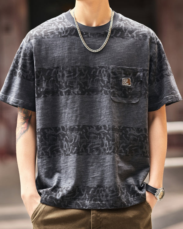 Tone On Shadow Pattern Short Sleeve T-Shirt P1393